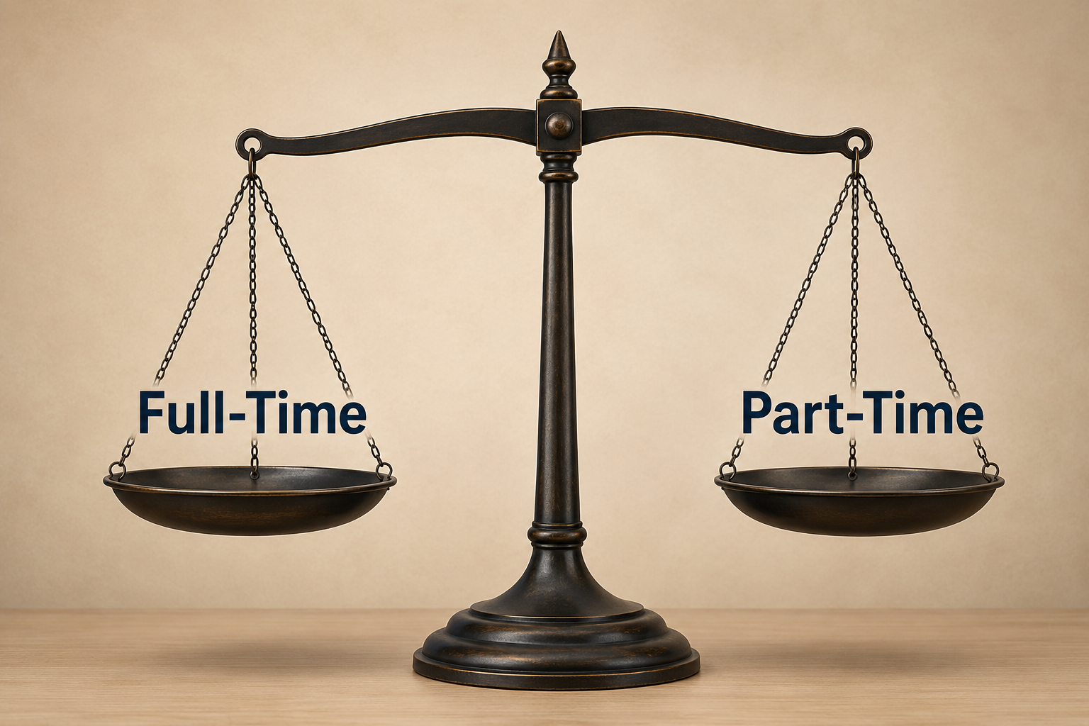Balance scale representing work-life choices